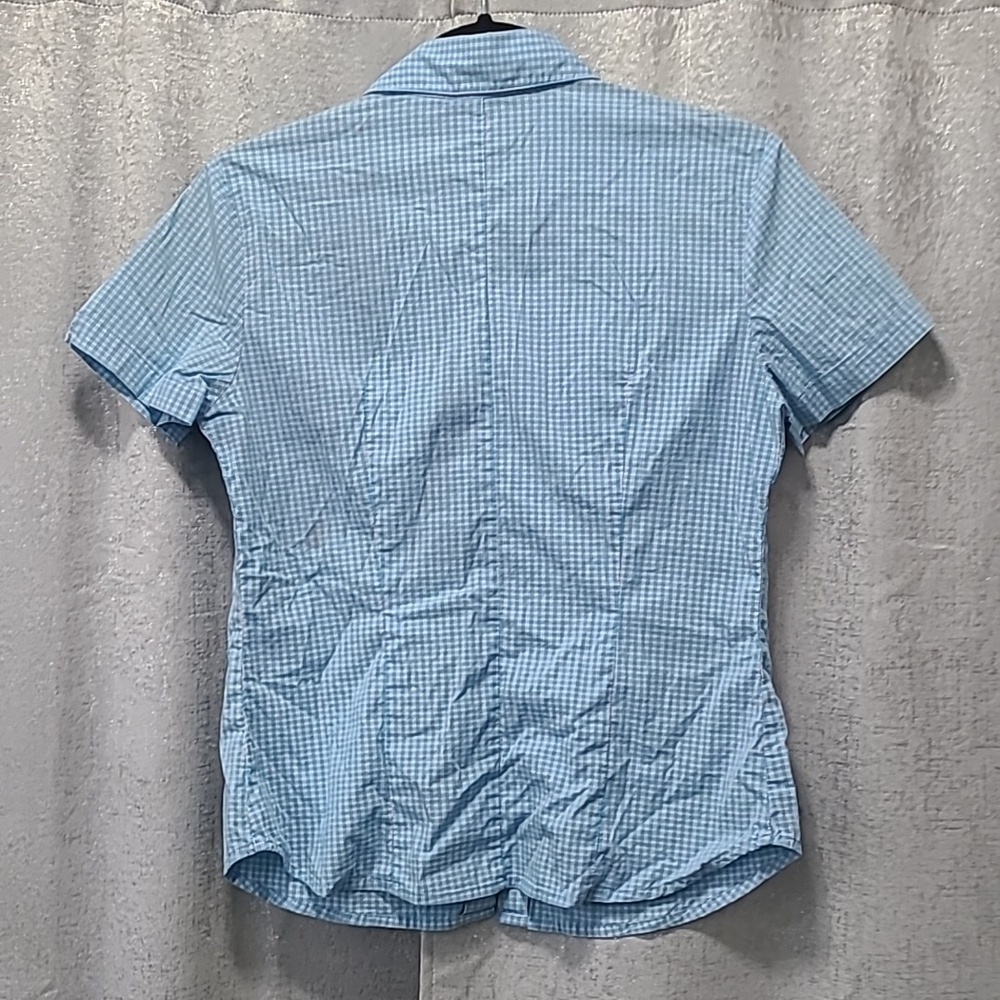 GAP Y2K Light Blue Checkered Shirt Size Small 2001 Hong Kong - Picture 2 of 8